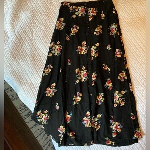 Floral Black Maxi Skirt